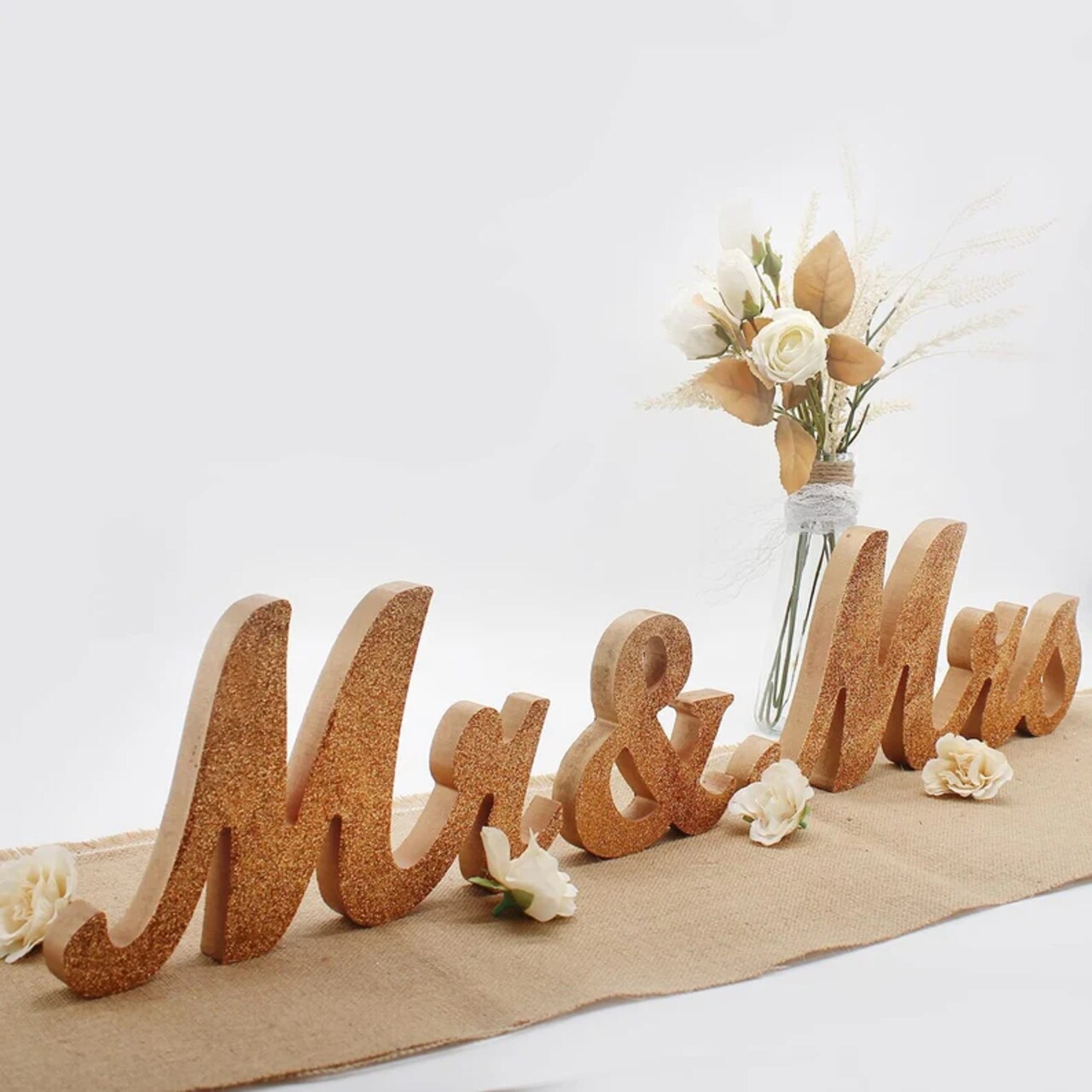 Rose Gold Mr &#x26; Mrs Sign Wooden Letters Wedding Table Decor Wedding Gift